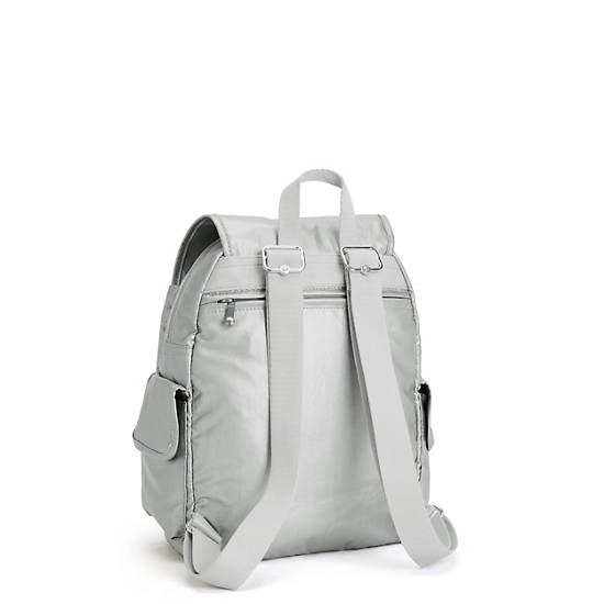 Kipling City Pack Small Metallic Rugzak Zilver | BE 1514KO